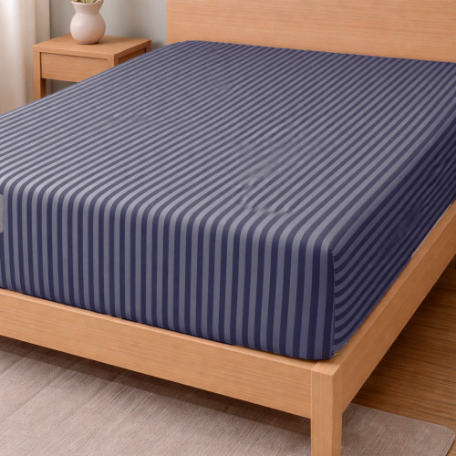 Простирадло на гумці бязь 160х200+25см Смужка Синя Love You