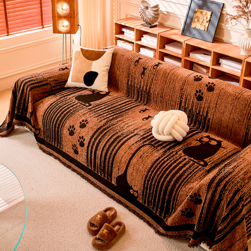 Накидка-покривало на диван 180х220 Коти та лапки Коричнева двостороння MP12 Love You