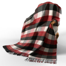 Плед вовняний П8 біл-черв-чорний Love You