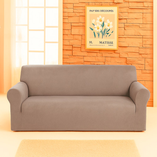 Чохол на диван 3-місний велюровий капучино Love You