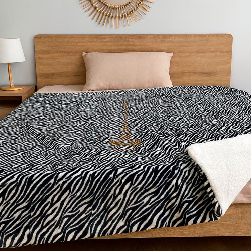 Плед флісовий Sherpa Зебра двосторонній Love You