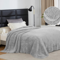 Уцінка!Плед-ковдра з шерпи та флісу світло-сірий 200х220 Love You