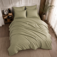 Постільна білизна Євро страйп-сатин оливковий LoveYouHome