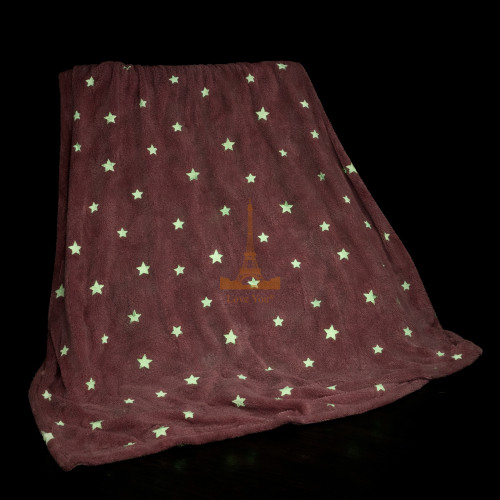 Плед фліс, що світиться в темряві Рожеві зірочки Love You