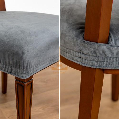 Чохли на сидіння стільця велюрові 2 шт темно сірий Love You