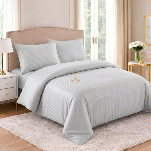 Наволочка 50×70 см мікрофібра Страйп світло-сіра Love You