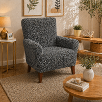 Еластичний чохол на крісло 3D Жатка сірий Love You Italy