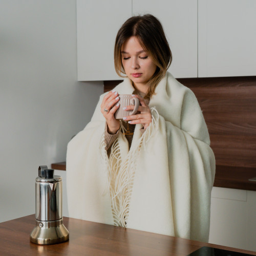 Плед з екологічної вовни білий Love You