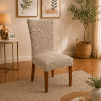 Еластичний чохол на стілець 3D Жатка бежевий Love You Italy