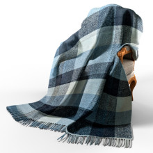 Плед вовняний П8 біл-блакитний-синій Love You