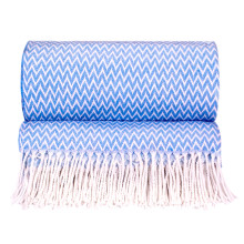 Плед бавовняний зиг-заг блакитний Love You