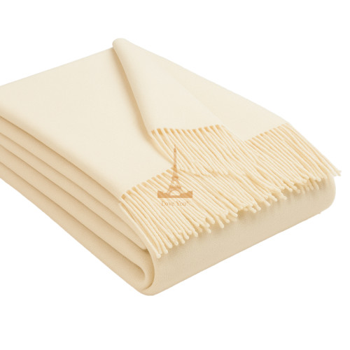 Плед тревел 100% вовна білий 140×200 см з ременем Love You