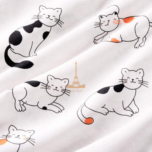 Простирадло на гумці ранфорс 160х200+25см Веселі котики Love You