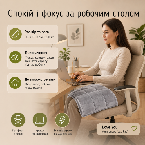 Обтяжений плед на коліна 50×100 см 2кг