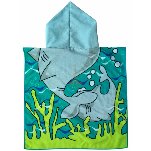 Дитячий рушник для лазні з капюшоном Акула HomeBrand