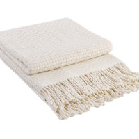 Плед Рогожка вовняний білий Love You