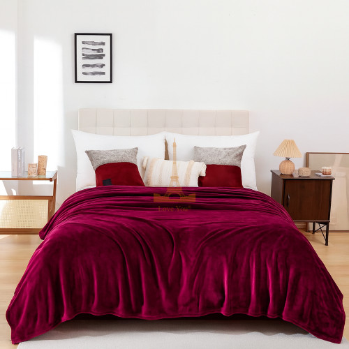 Плед флісовий бордо Love You