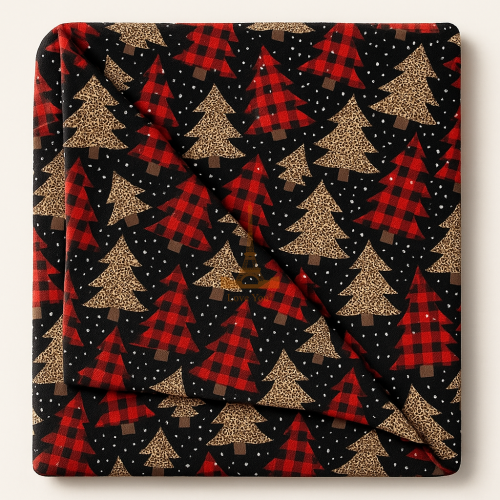 Плед тревел легкий флісовий Святкові ялинки 150x200 см з ременем Love You