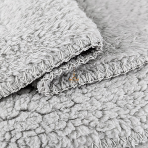 Уцінка!Плед-ковдра з шерпи та флісу світло-сірий 200х220 Love You