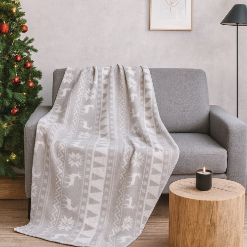 Плед легкий флісовий Срібні олені 150x200 см Love You