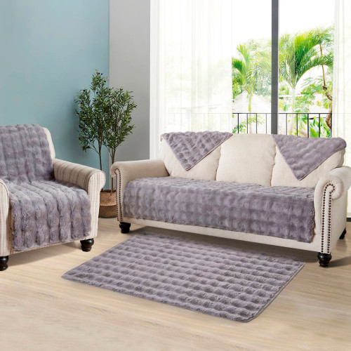 Уценка !!! Накидка для м'яких меблів 1шт 90х160 см хутряна сіра Love You