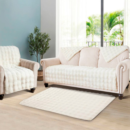 Уценка !!! Накидка для м'яких меблів 1шт 90x210 см хутряна айворі Love You