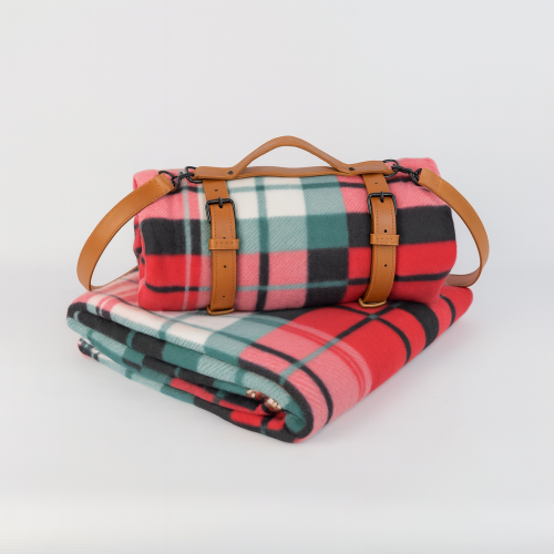 Плед тревел легкий флісовий Тепла класика 150x200 см з ременем Love You