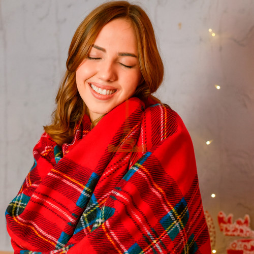 Набір із двох пледів фліс Класична клітинка 150x200 см Love You