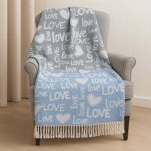 Плед бавовняний Love сіро-блакитний Love You