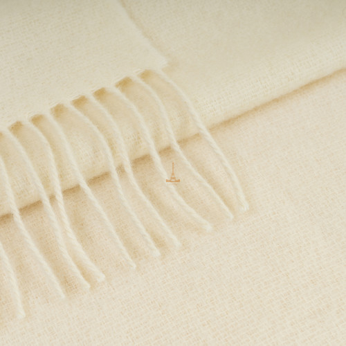 Плед тревел 100% вовна білий 140×220 см з ременем Love You