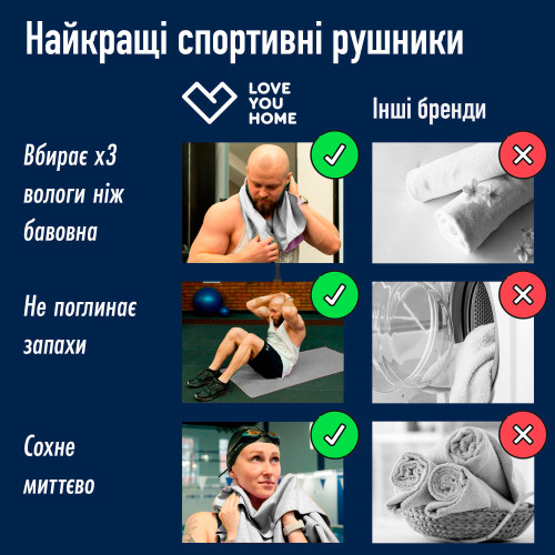 Спортивний рушник Love You 70х140 з мікрофібри Бордо