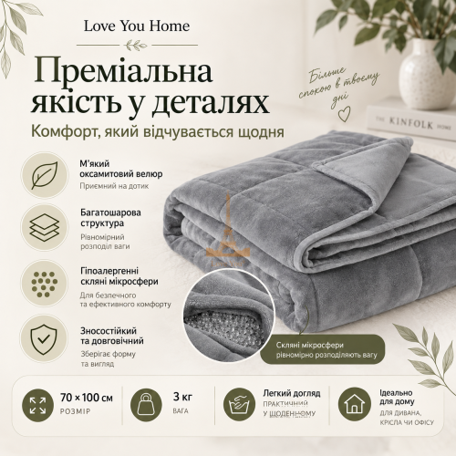 Отягощенный плед 70×100 см 3кг
