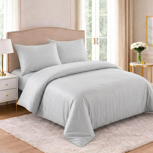 Постільна білизна LoveYouHome мікрофібра страйп Євро світло-сіра