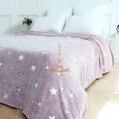 Плед фліс, що світиться в темряві Рожеві зірочки Love You