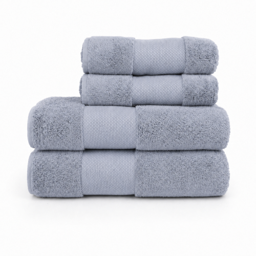 Рушник махровий однотонний сіро-блакитний LoveYouHome