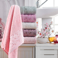 Towel Phillipus leaf/heart light pink HomeBrand 70x140 cm
