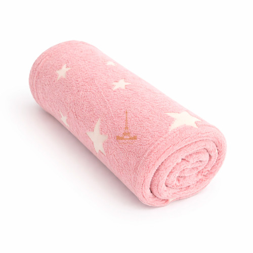 Плед фліс, що світиться в темряві Рожеві зірочки Love You