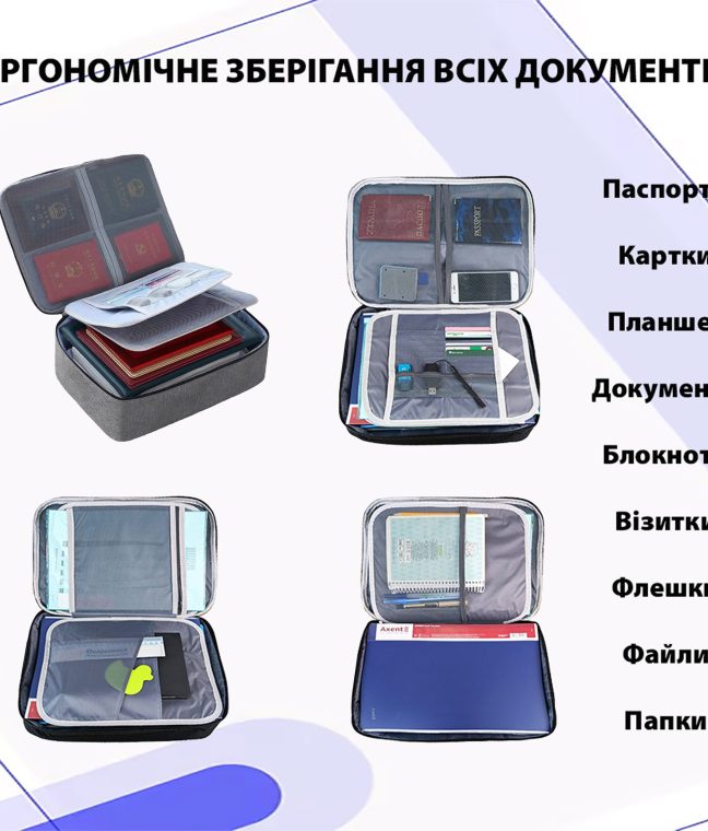 Сумка-органайзер для документів сіра LoveYouHome, Фото 4 з 11