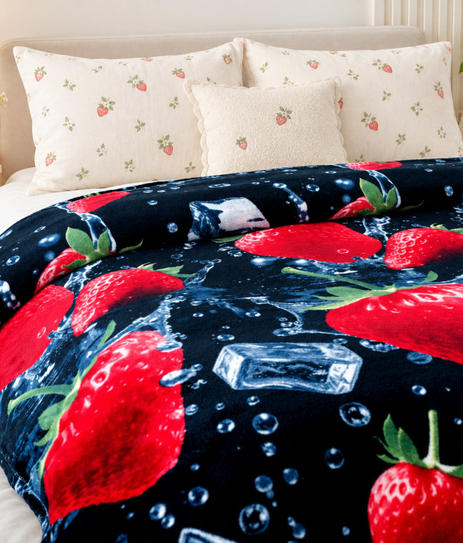 Плед фліс велсофт Полуниця з льодом 150x200 см Love You, Фото 3 из 5