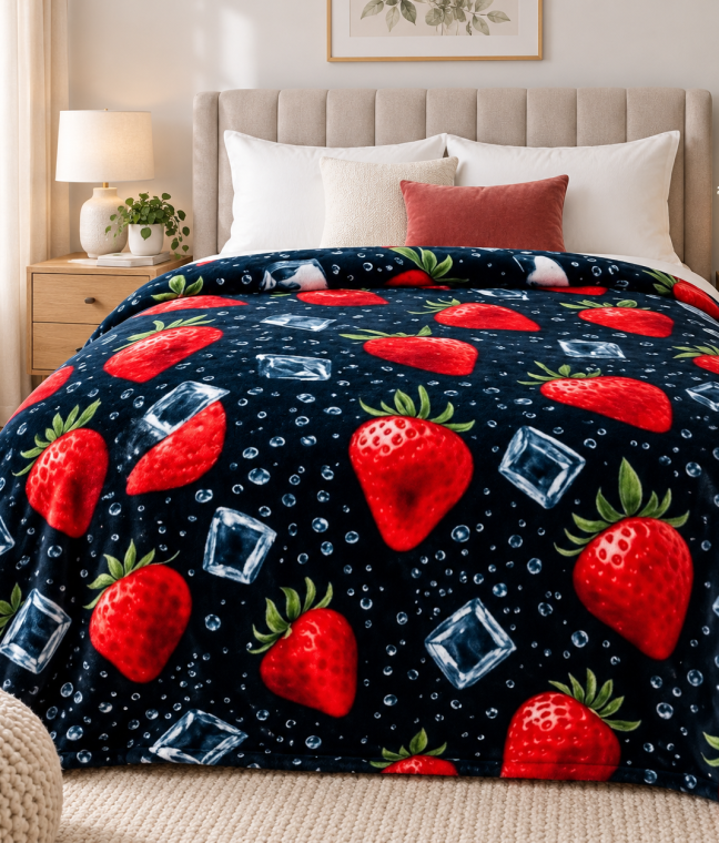 Плед фліс велсофт Полуниця з льодом 150x200 см Love You, Фото 5 из 5