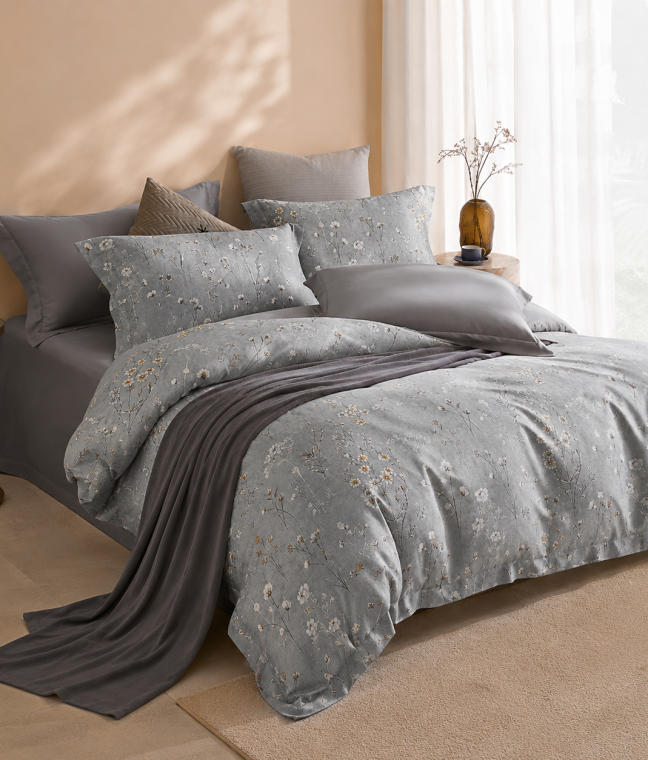 Комплект постельного белья Love You, Семейный 160×220х2, тенсель 300TC, Silver