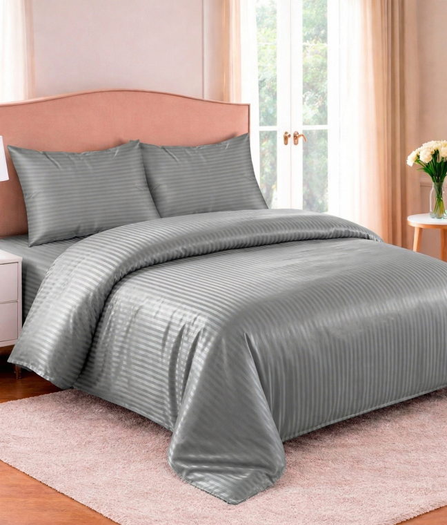 Постельное бельё LoveYouHome микрофибра страйп Евро серое