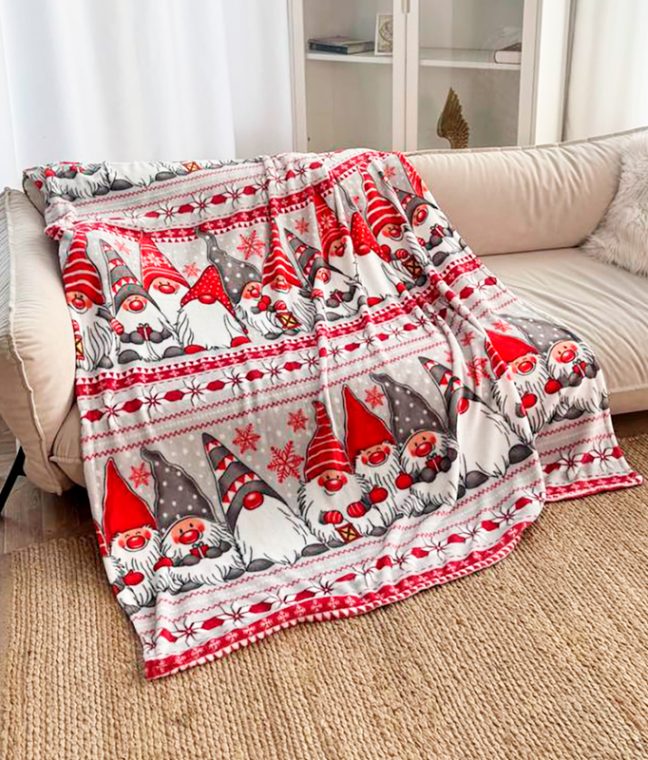 Плед флис Новогодние гномики 150x200 см Love You