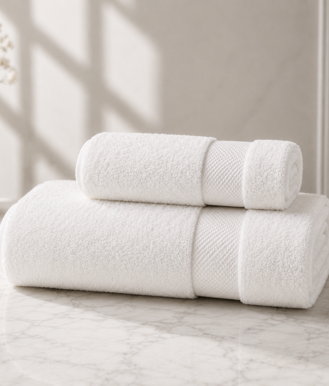 Набір білих махрових рушників LoveYouHome Hotel Collection, 50×80 + 75×150 см, Фото 2 з 5