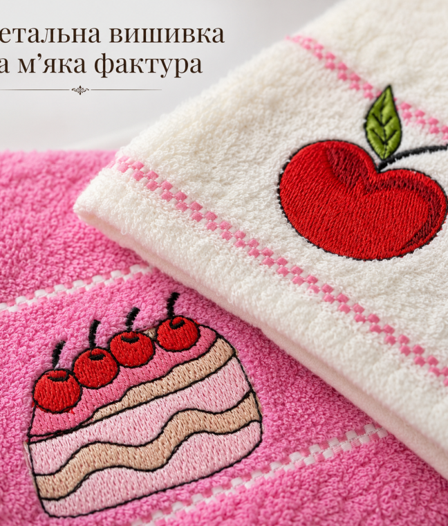 Набір кухонних рушників 2 шт 40x60 см Вишневий торт LoveYouHome, Фото 2 з 4