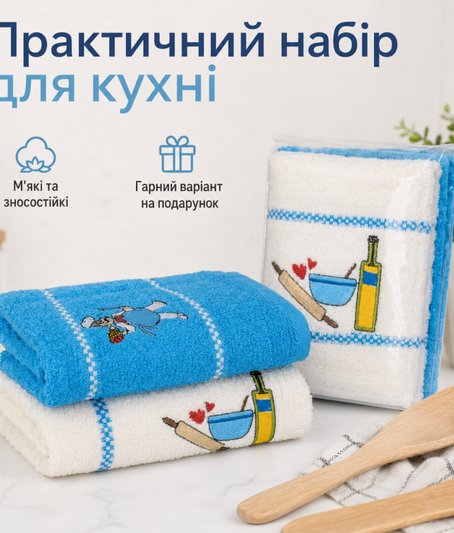Набір кухонних рушників 2 шт 40x60 см Кухар LoveYouHome, Фото 4 з 4