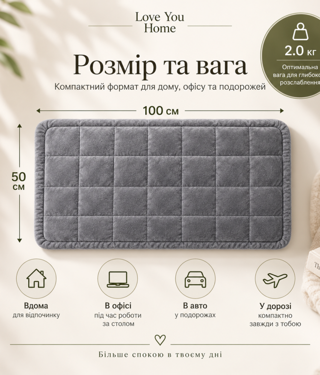 Отягощенный плед на колени 50×100 см 2кг Love You, Фото 2 из 10