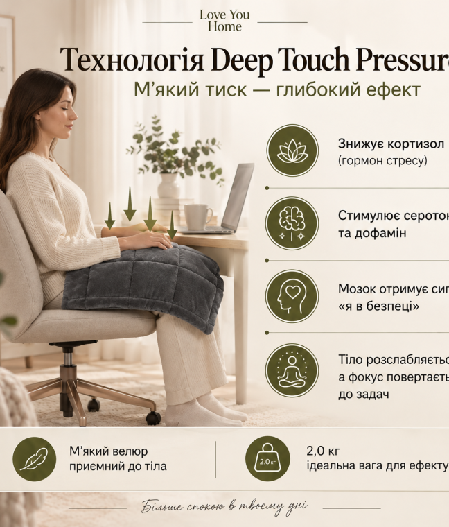 Отягощенный плед на колени 50×100 см 2кг Love You, Фото 10 из 10