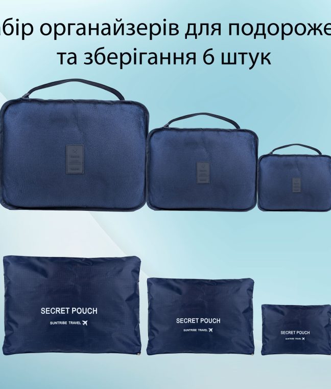 Набір органайзерів для подорожей 6 розмірів синій LoveYouHome