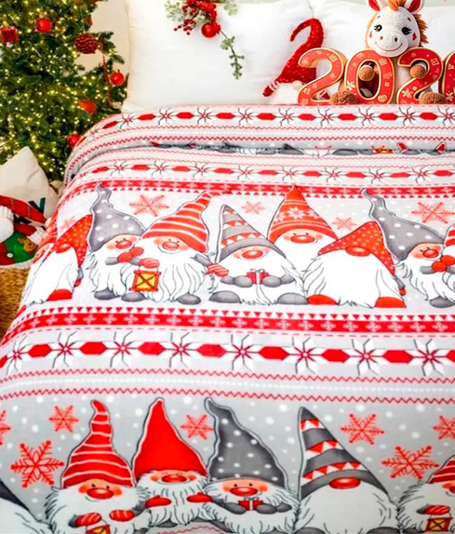 Плед флис Новогодние гномики 150x200 см Love You, Фото 6 из 6